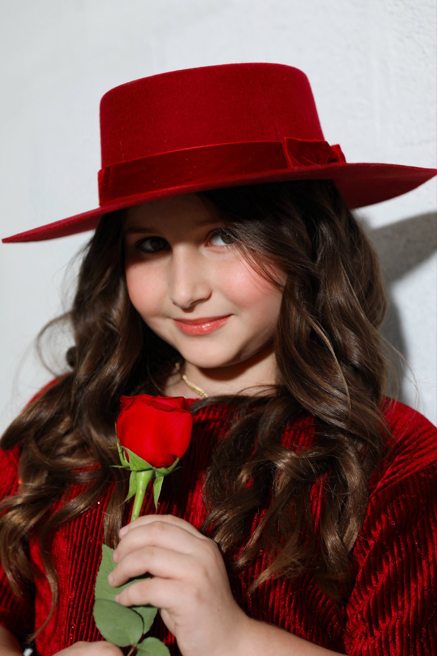 Boater hat little girl Red
